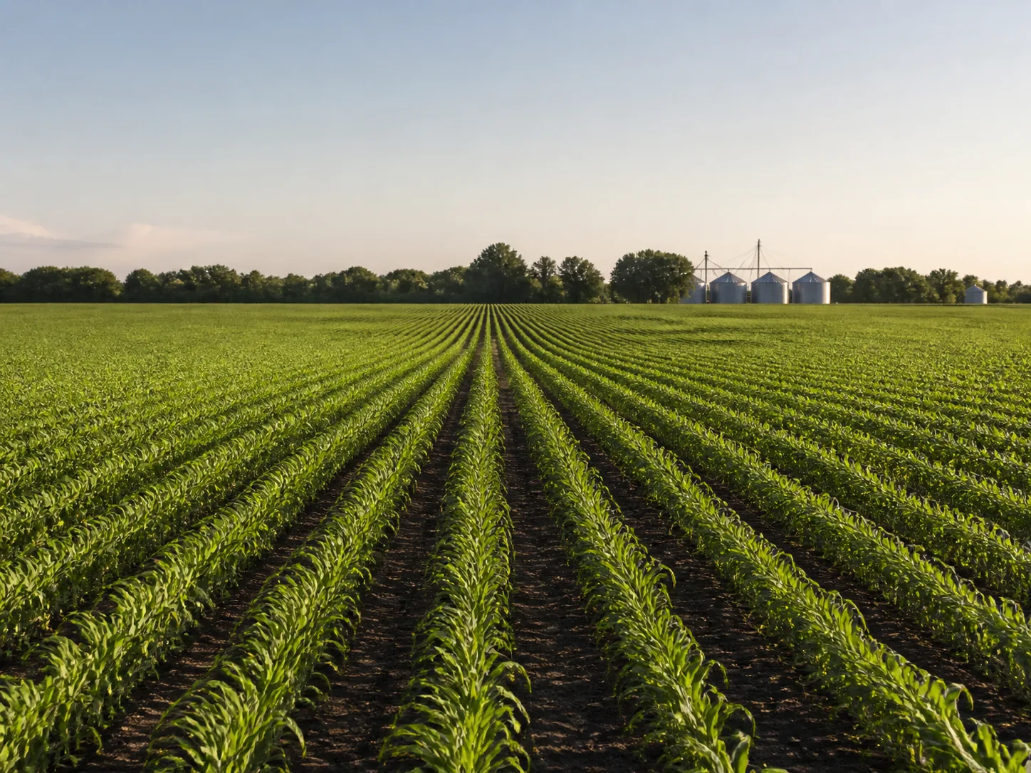 Cultivated cropland extending toward the horizon